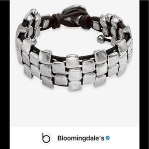 Uno de 50 bracelet -silver plate beads on leather
